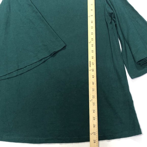 Amaryllis Womens Size M Emerald Boatneck Top Bell 3/4 Sleeve Blouse - Picture 4 of 5